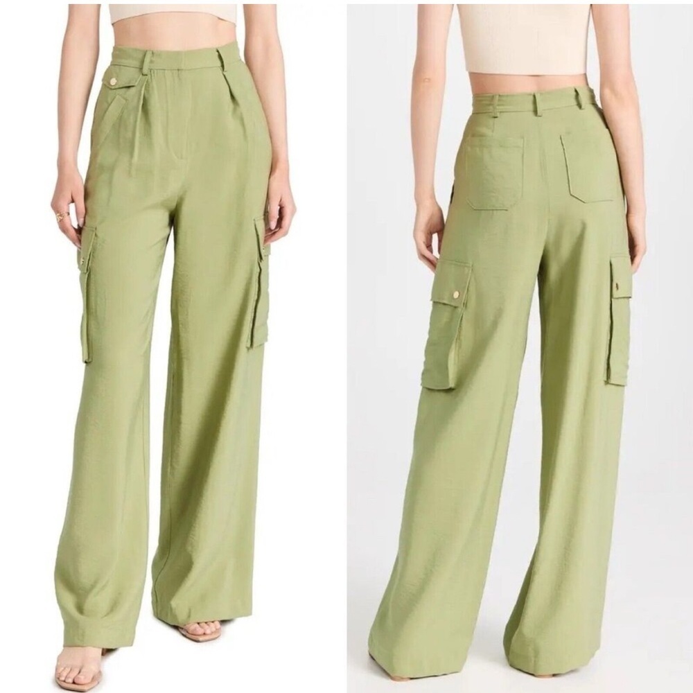 Ramy Brook Emil Cargo Wide Leg Pants Green 10 City Chic Maximal Slinky Festival